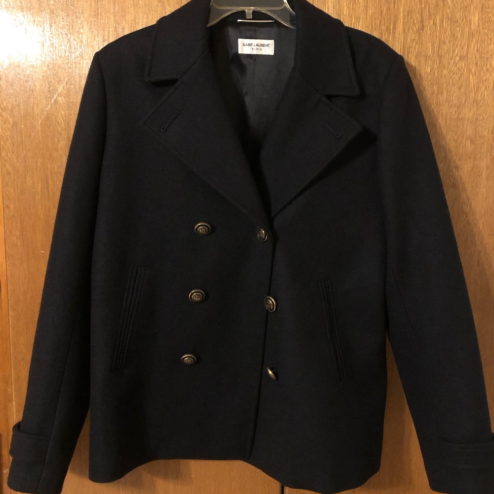 Saint Laurent Double-Breasted Long-Sleeved Pea coat